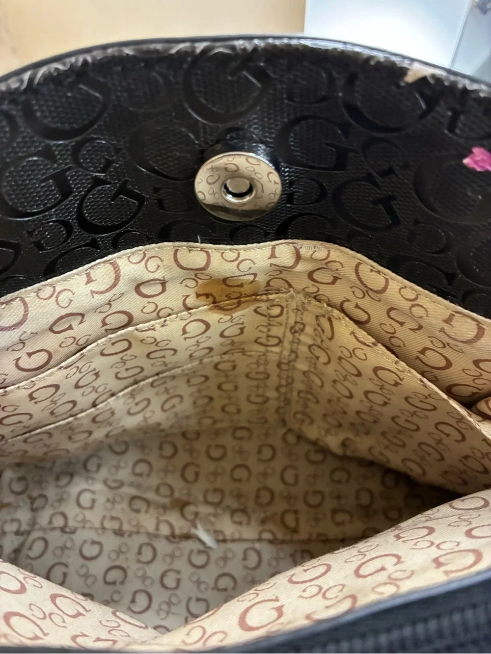 Guess Black Floral Shoulder Bag Large Tote Purse